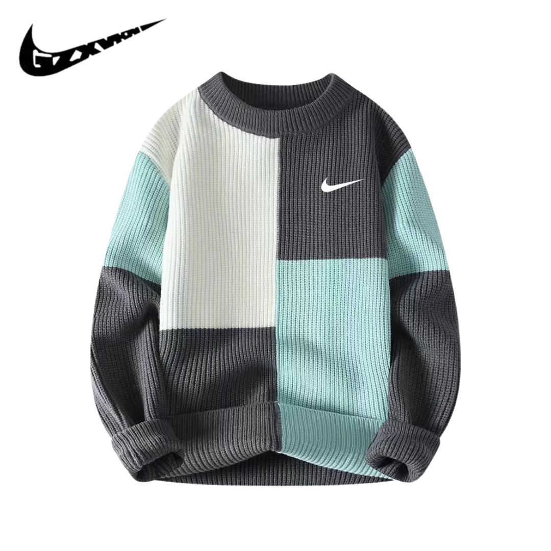 NK – Modischer Herrenpullover aus Strick mit Colorblock-Design